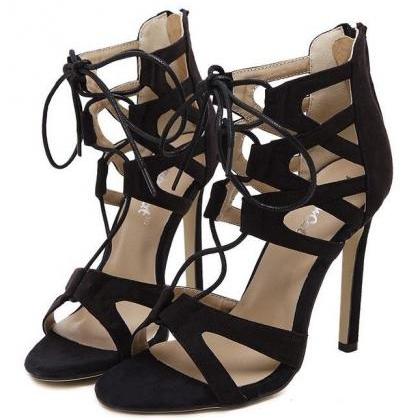 Corsetry-inspired Cutout Stiletto Heel Sandals