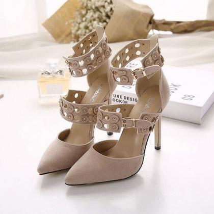 Stylish Wrap Ankle Buckle Strap High Heel Sandals
