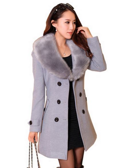 Elegant Fur Collar Double Breasted Long Coat on Luulla