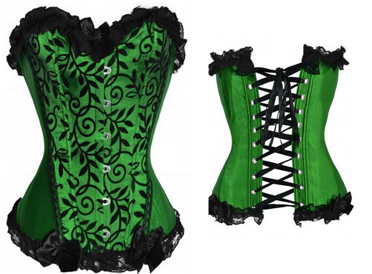 Sexy Green Floral Lace Bustier Corset
