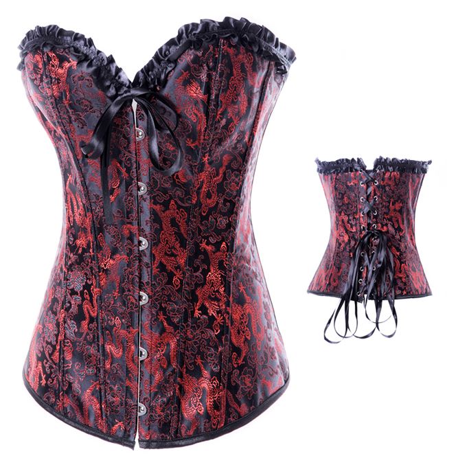 Sexy Red Floral Bustier Corset