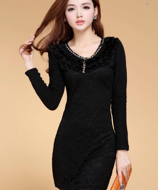 Knitted Collar Slim Fit Short Dress
