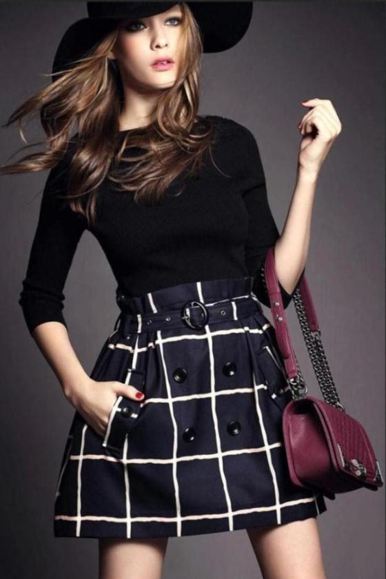 Elegant Black Top Stripes Skirt Dress on Luulla