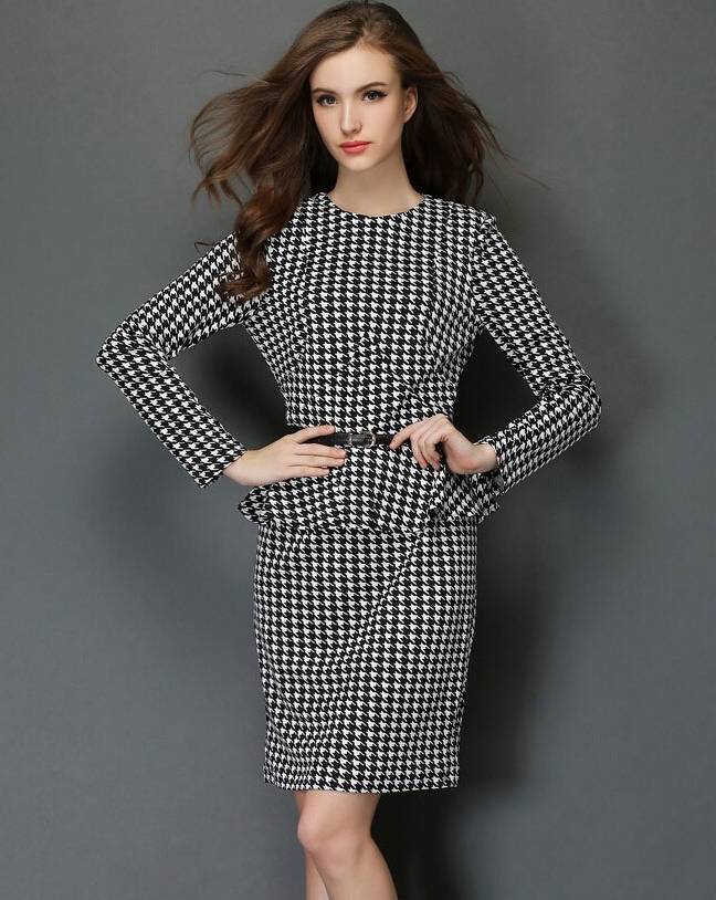 Vintage Houndstooth Pattern Dress on Luulla