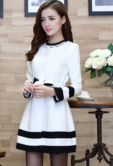 Elegant Black Trim White Short Dress on Luulla