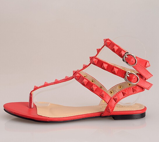 Women's Casual Rivet Adjusting Buckle Flat Sandals