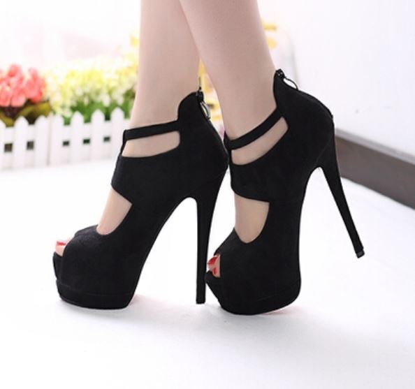 Elegant Black Straps High Heel Sandals