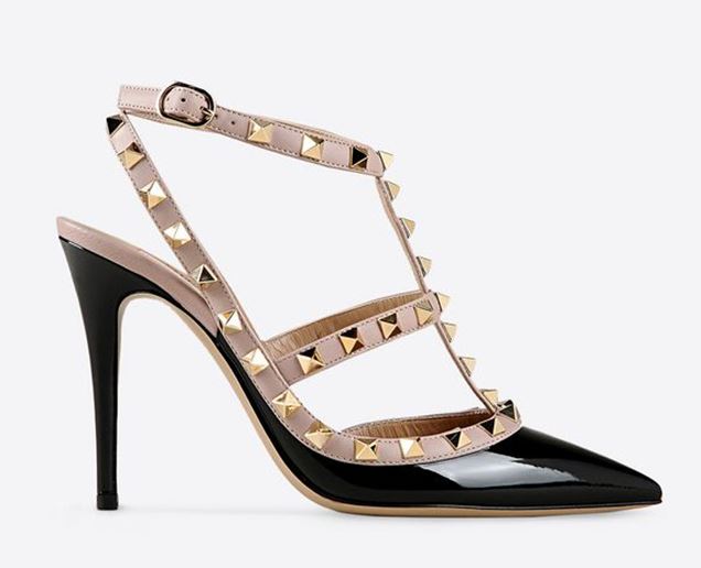 Elegant pointed toe rivets studded straps high heel sandals