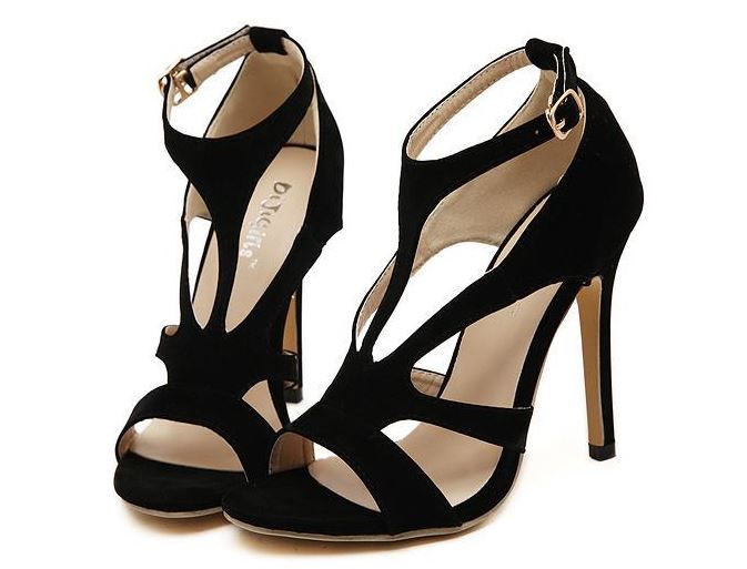 Elegant Black Strap High Heel Sandals on Luulla