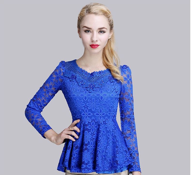 Elegant Long Sleeves Lace Floral Pattern Tops On Luulla 9010