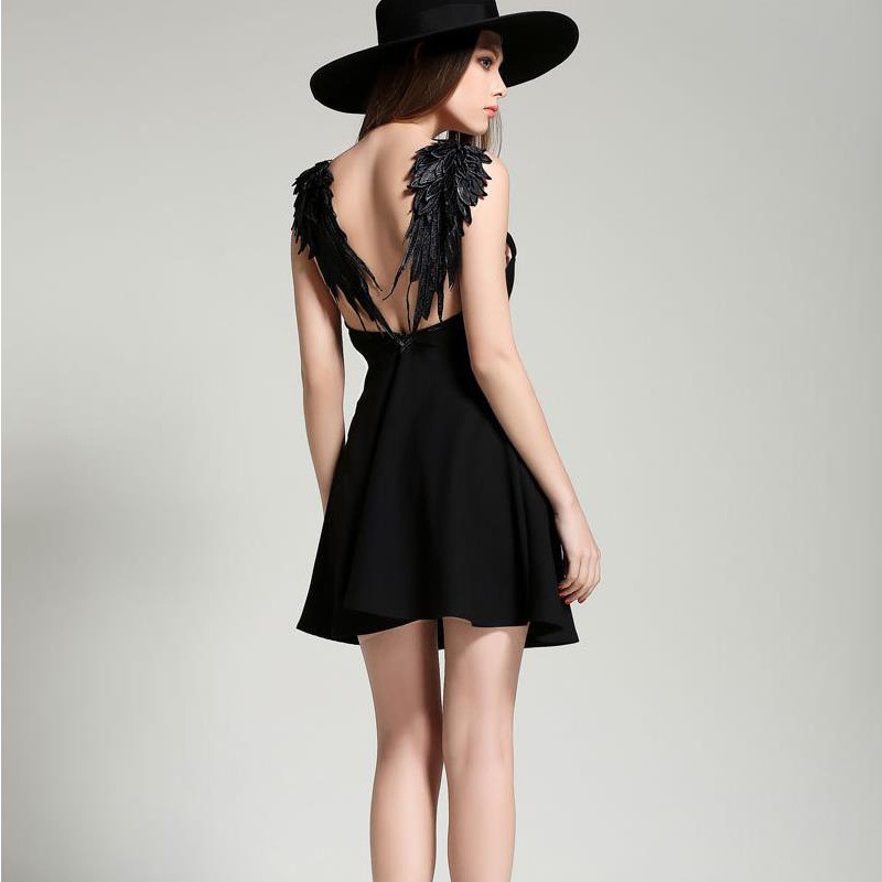 Unique Angel Lace Wings Backless Short Dress on Luulla