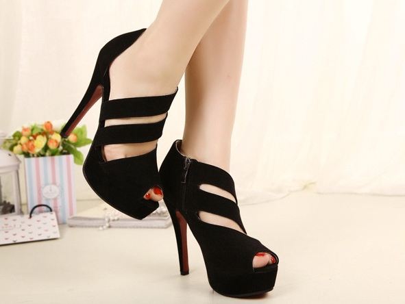 New Stylish Handmade Black Straps High Heel Sandals on Luulla