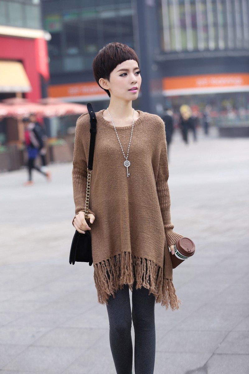 Long Knitted Tassel Pullover Sweater on Luulla