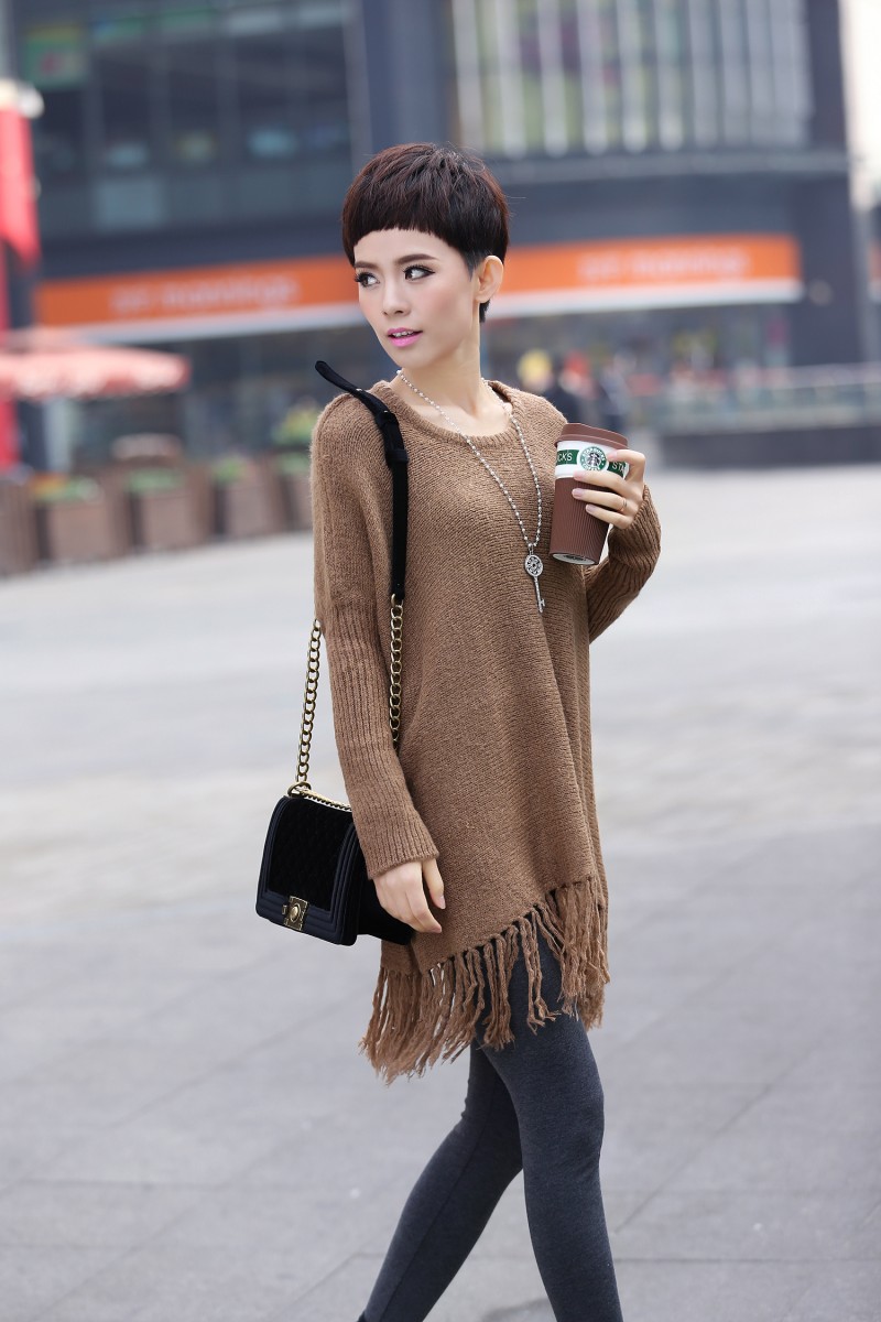 Long Knitted Tassel Pullover Sweater on Luulla