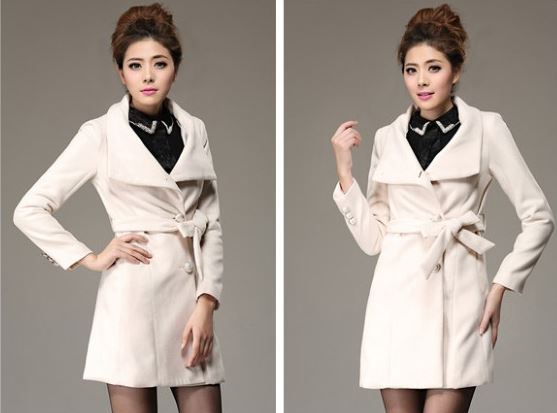 Elegant Simplicity Long Double Breasted Ivory Long Coat on Luulla