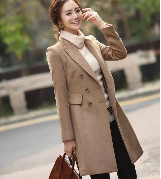 Elegant Double Breasted Long Coat on Luulla